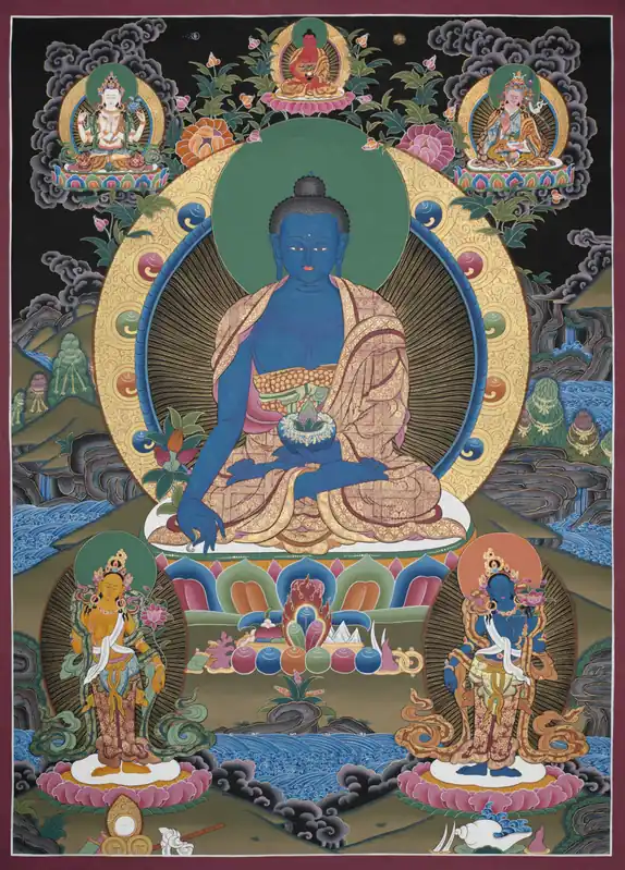 Impression de Thangka du Bouddha de la Médecine Traditionnelle