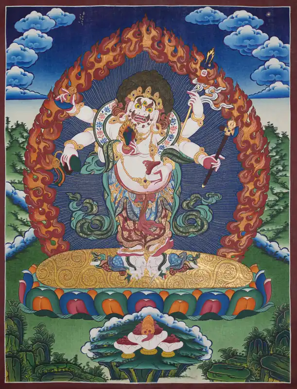 Impression de Thangka du Mahakala Blanc