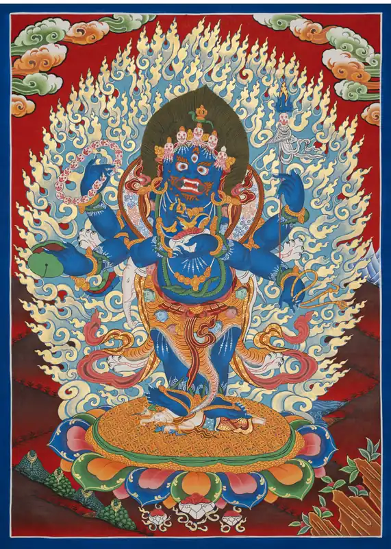 Impression de Thangka tibétain de Mahakala