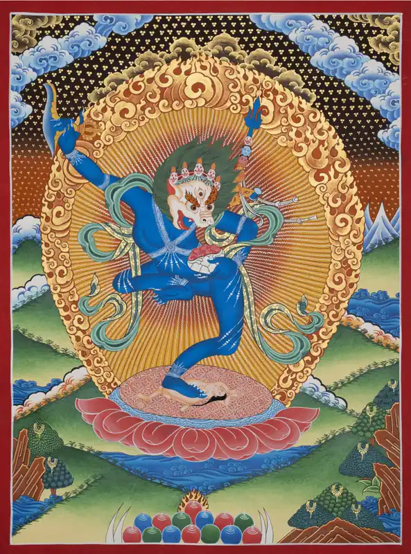 Impression de Thangka traditionnel de Singhamukha