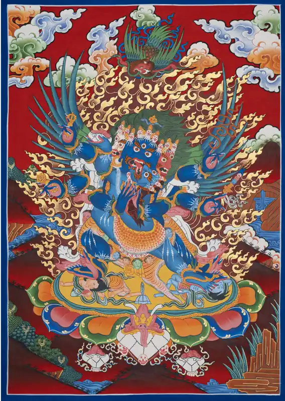 Impression de Thangka tibétain de Mahakala
