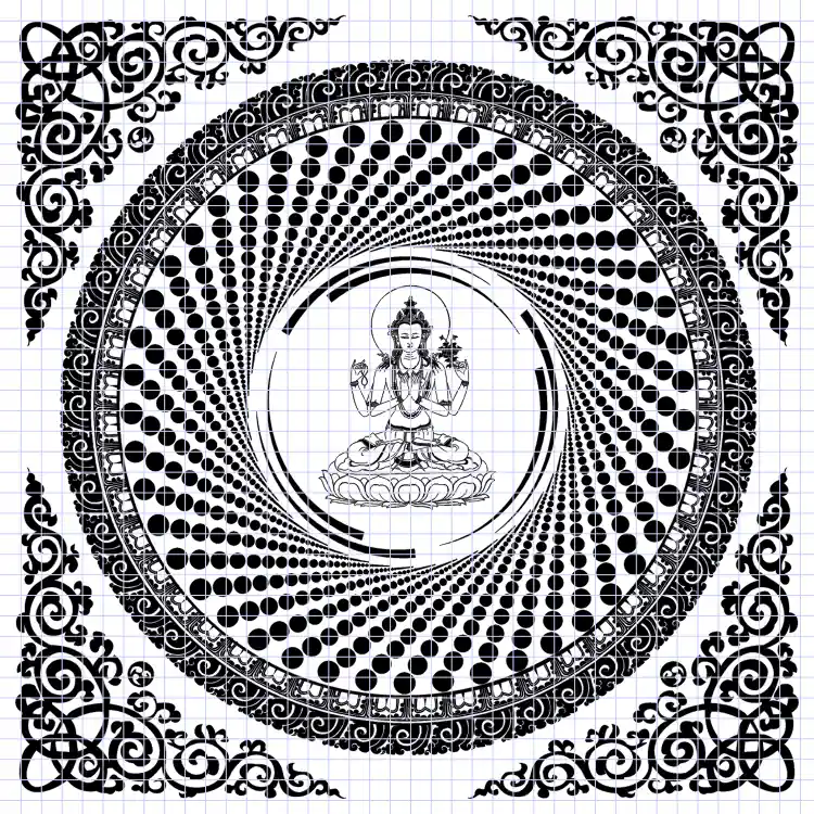 Croquis du Mandala de Chenrezig