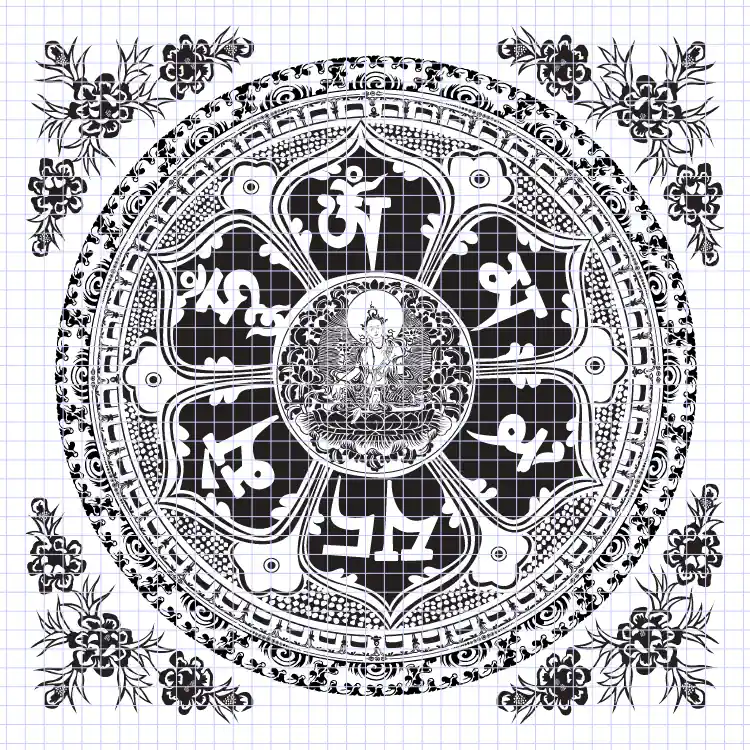 Esquisse du Mandala de la Tara Verte