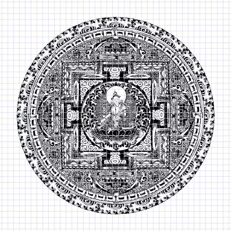 Esquisse du Mandala de la déesse Tara verte