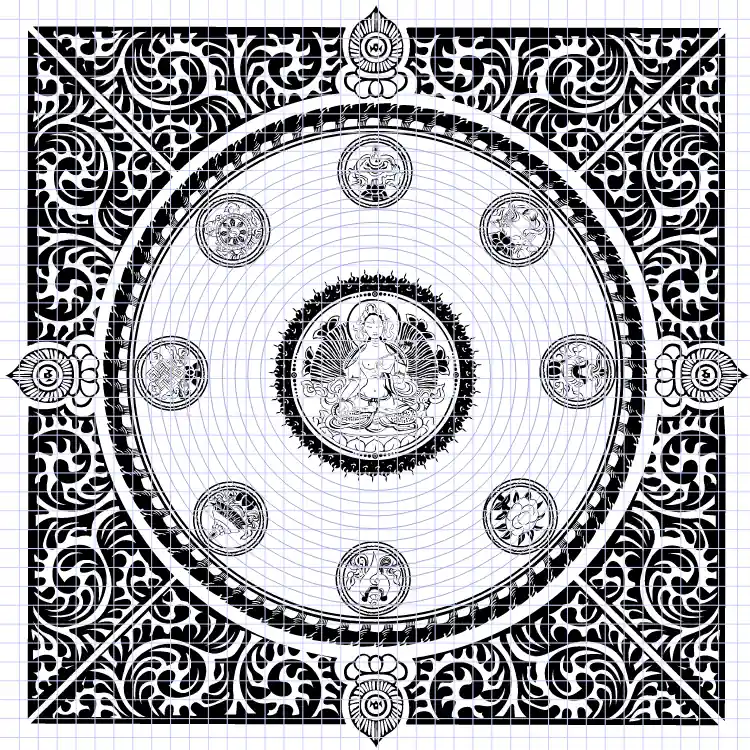 Croquis du Mandala de Tara Blanche