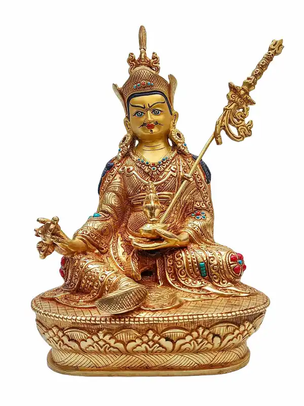 Statue en cuivre traditionnelle de Guru Padmasambhava
