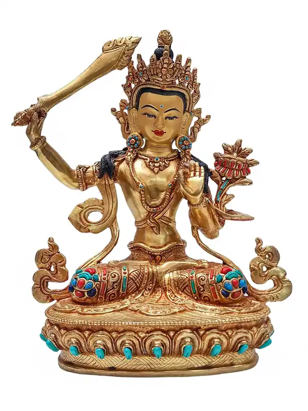 Statue artisanale bouddhiste de Manjushri