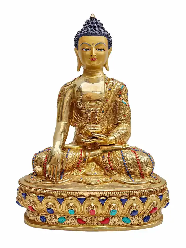 Statue en cuivre faite à la main de Shakyamuni Bouddha