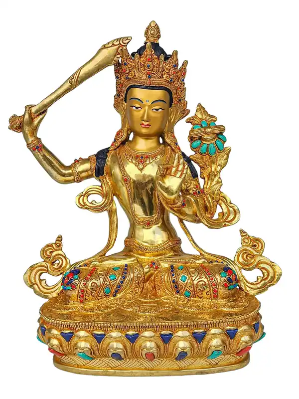 Statue traditionnelle de Manjushri faite à la main