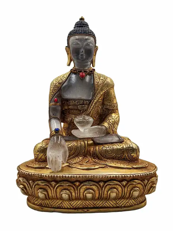 Statue traditionnelle en cuivre de Shakyamuni Bouddha