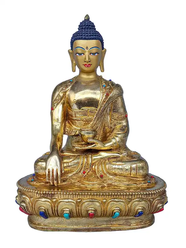 Statue en cuivre tibétain du Bouddha Shakyamuni