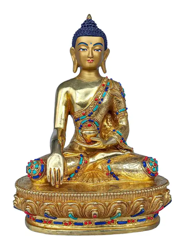Statue bouddhiste en cuivre de Shakyamuni Bouddha