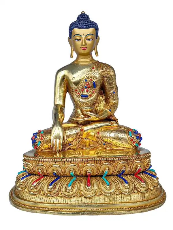 Statue rituelle en cuivre du Bouddha Gautama