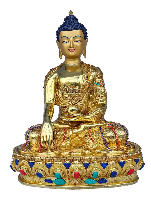Statue traditionnelle en cuivre du Bouddha Gautama