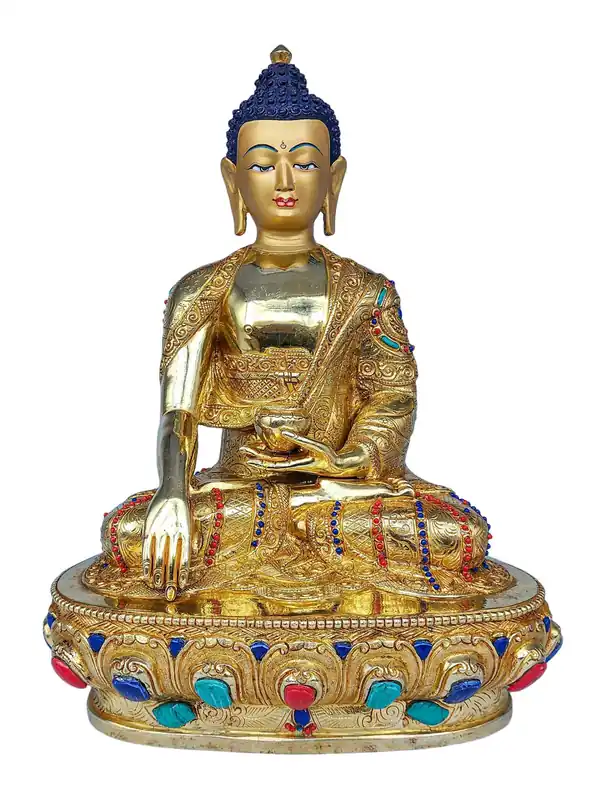 Statue bouddhiste en cuivre du Gautama Bouddha