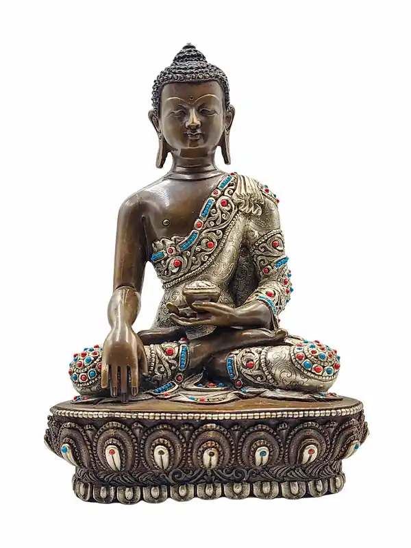 Statue artisanale en cuivre de Gautama Bouddha