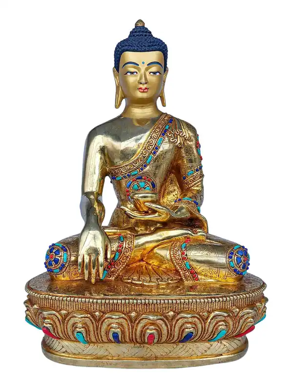 Statue tibétaine en cuivre du Bouddha Gautama