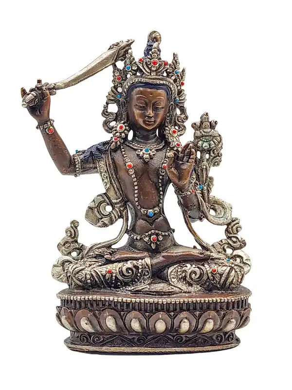 Statue bouddhiste en cuivre de Manjushri