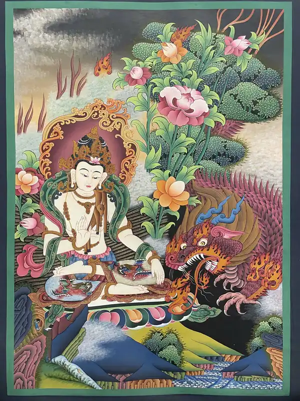 Thangka de Bodhisattva en toile de coton
