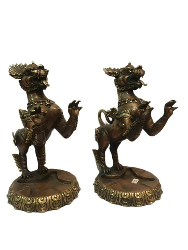 Statue de lion temple en cuivre – Force et protection