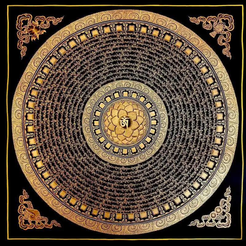 Mandala tibétain Om en toile 34 cm