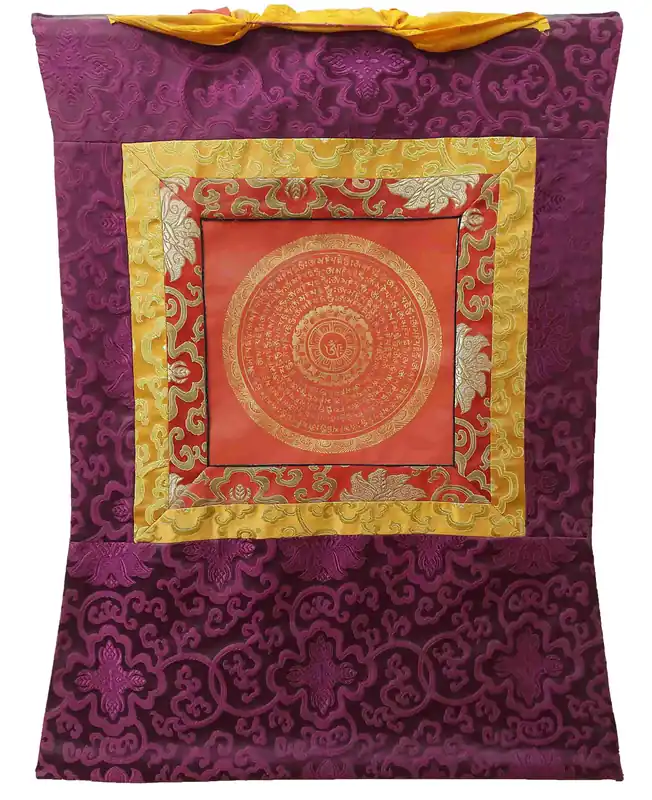 Thangka Mandala Peinte à la Main en Toile