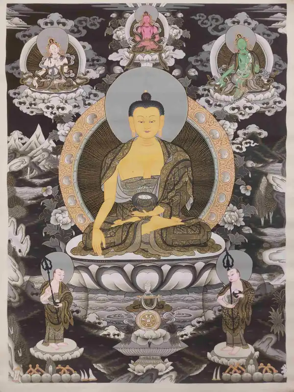 Thangka de Shakyamuni sur toile de coton