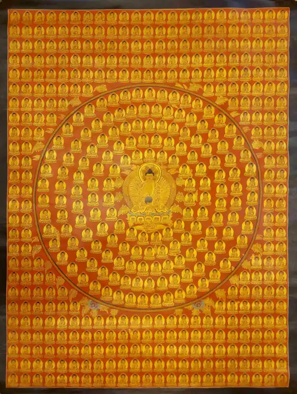 Mandala de 365 Bouddhas sur Toile de Coton