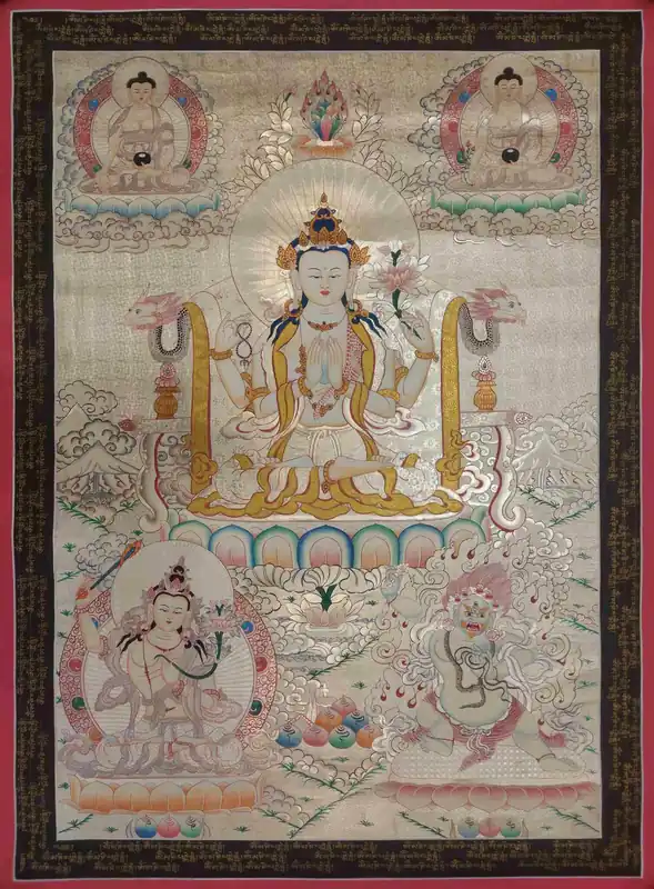 Thangka Chenrezig sur toile de coton