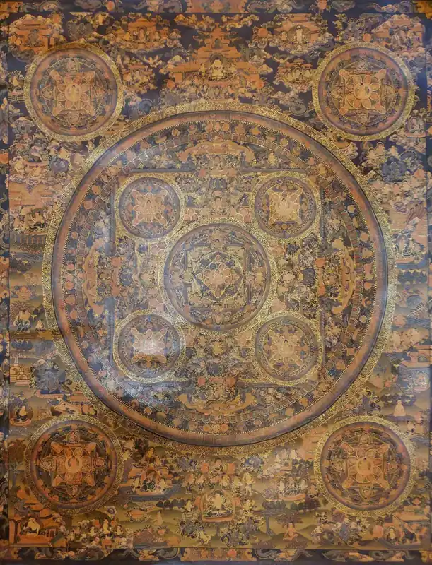 Mandala Pancha de Vajrayana sur toiles de coton