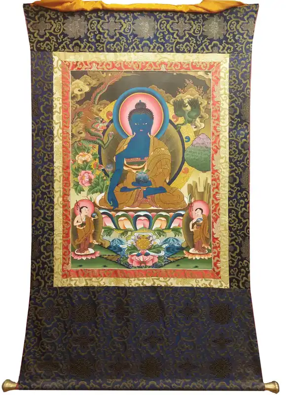 Thangka Médecine Bouddha en Toile de Coton