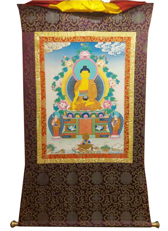 Thangka de Shakyamuni Buddha sur toile en coton