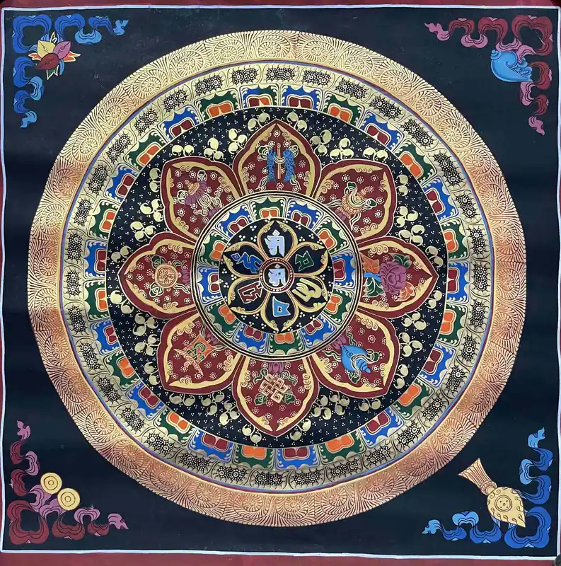 Mandala Astha Mangala en toile de coton