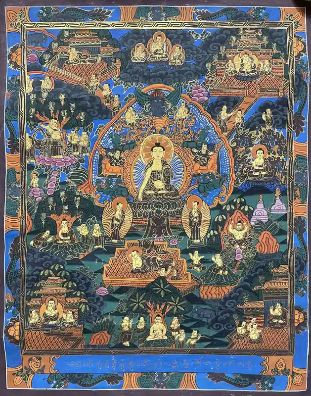 Thangka de Shakyamuni sur toile en coton