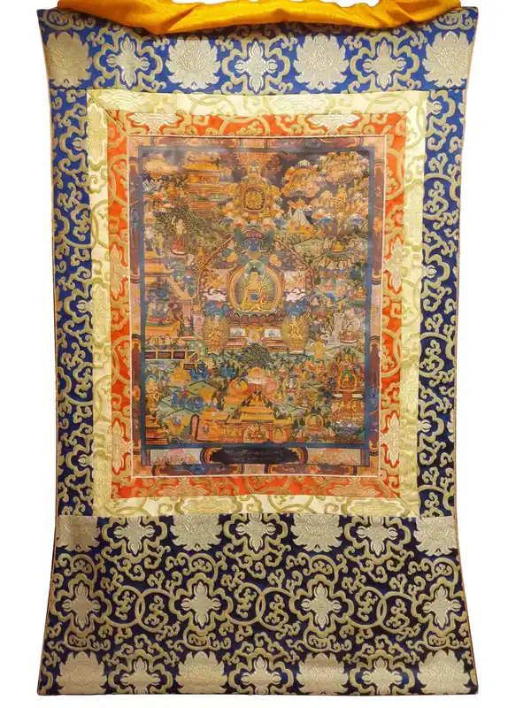 Thangka de Shakyamuni en toile coton