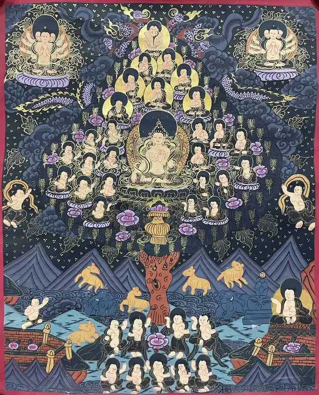 Thangka de Shakyamuni sur toile coton 42cm