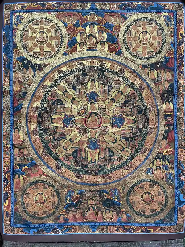 Mandala Pancha Shakyamuni sur Toile en Coton