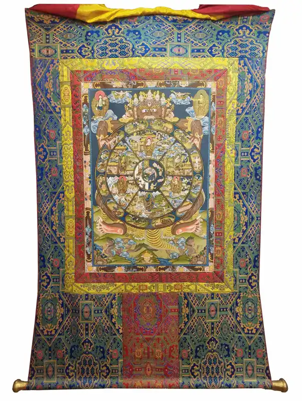 Thangka Yama, Roue de la Vie, Toile en Coton