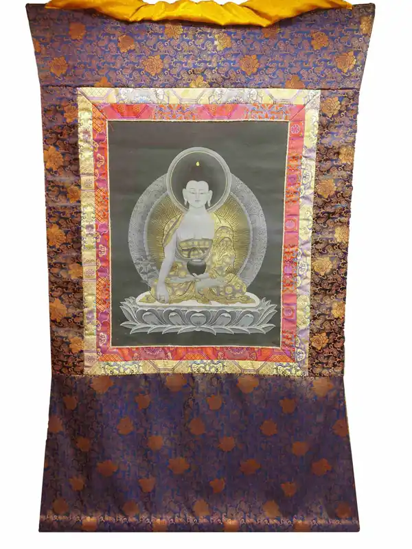 Thangka Tibétain du Bouddha Médecin en Toile