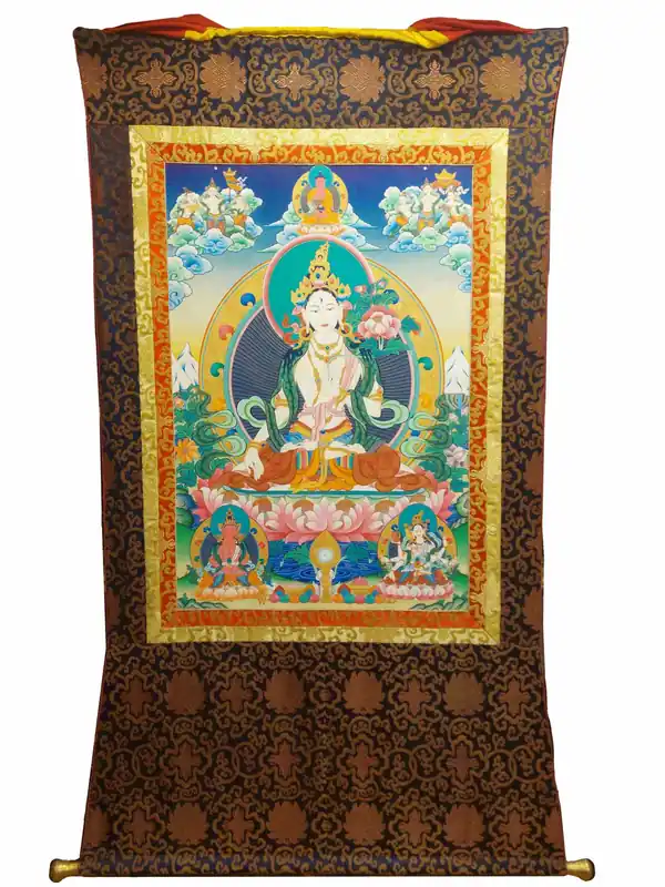Thangka de Tara Blanche sur Toile de Coton
