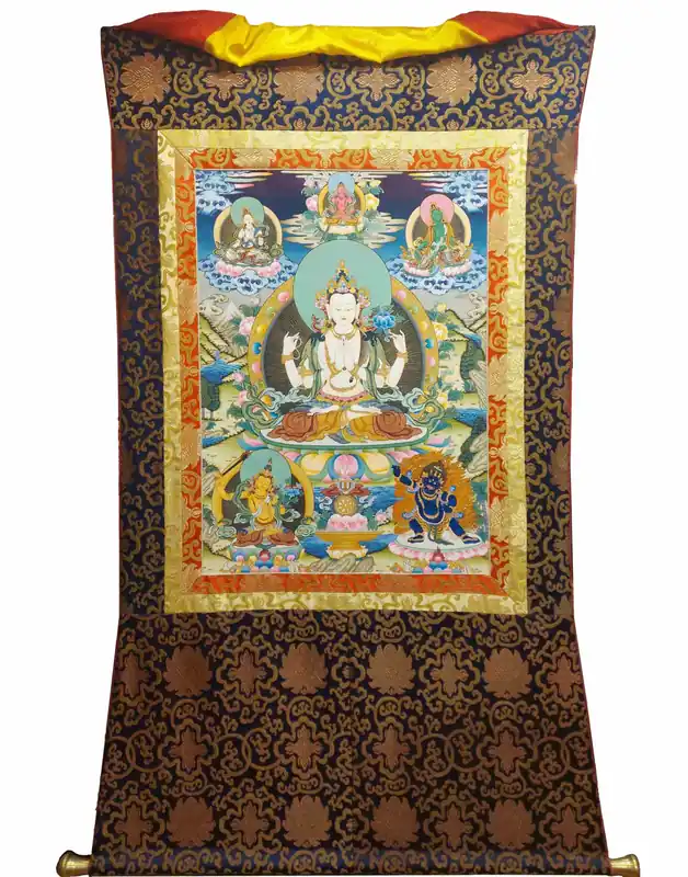 Thangka Chenrezig sur Toile de Coton