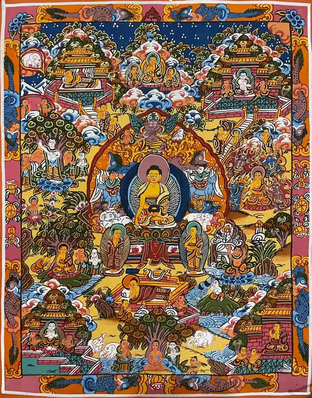 Thangka en toile de Shakyamuni Bouddha