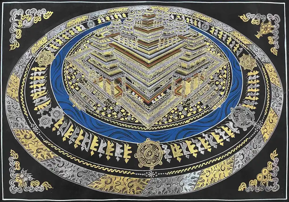 Mandala en canevas de coton peint à la main