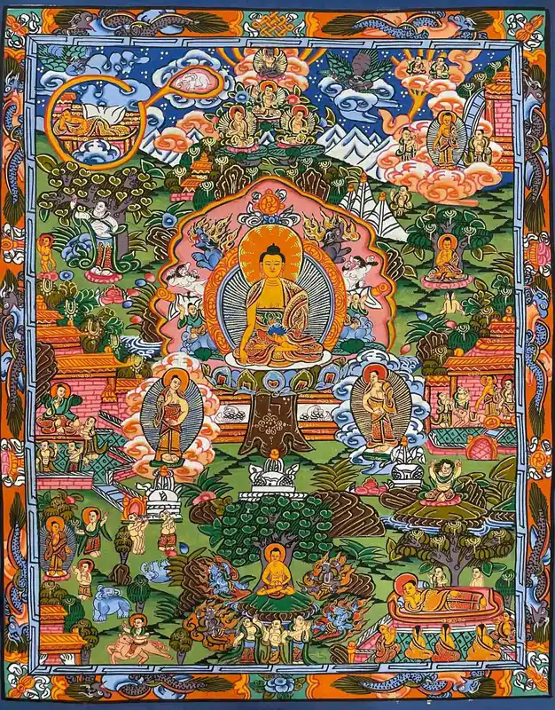Thangka de Shakyamuni en coton