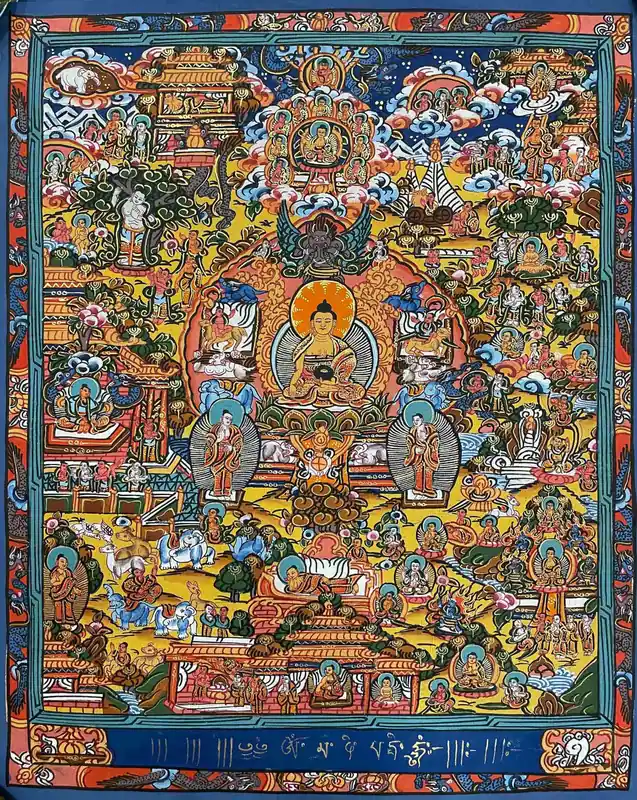 Thangka de Shakyamuni en toile de coton