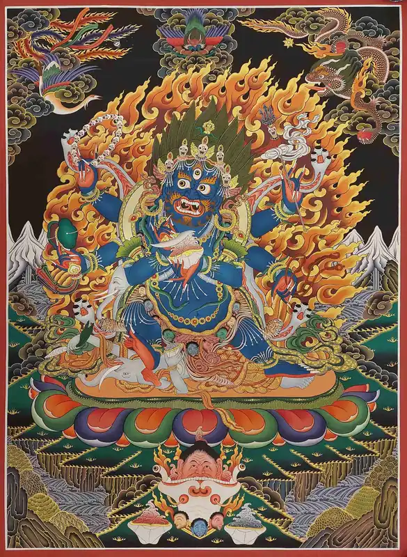 Thangka de Mahakala en toile de coton