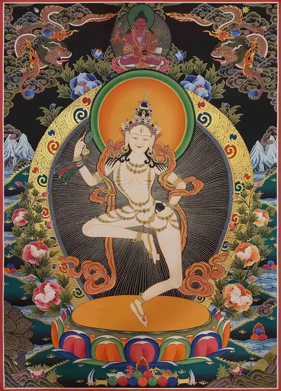 Thangka de Machig Labdron sur toile