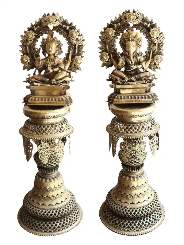 Statue de Panas Ganesh en laiton avec lampe Sukunda