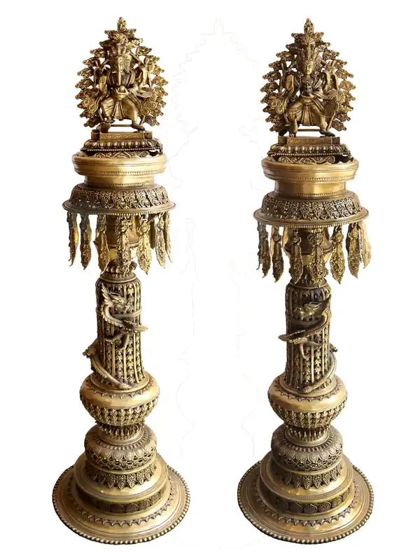 Statue de Panas Ganesh en laiton avec lampe Sukunda