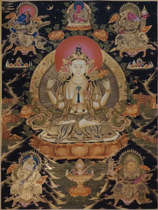 Thangka Chenrezig en Toile de Coton